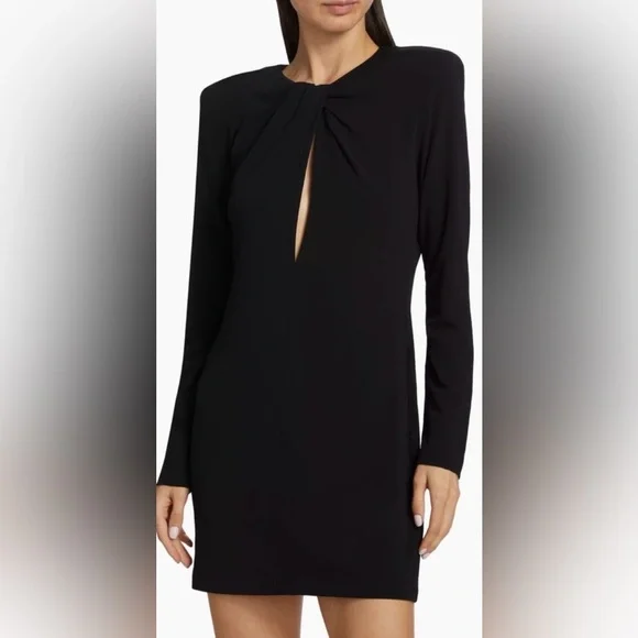 Anine Bing Black Long-Sleeve Keyhole Amaya Mini Dress - Picture 4 of 9